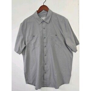 Orvis Shirt Mens L Grey Woven Tech Short Sleeve Button Fishing UPF 30
